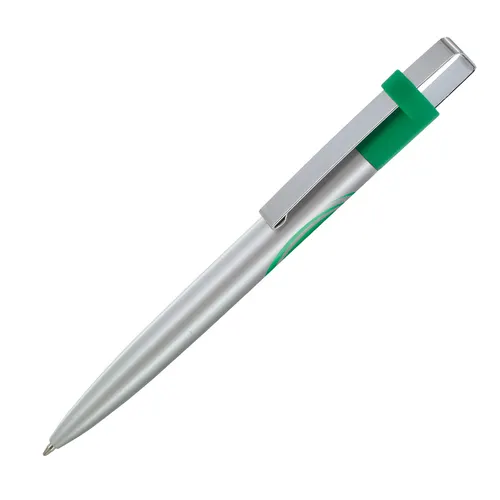 Stylo bille publicitaire ecriture bleue corps et clip metal