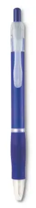 Stylo bille publicitaire grip caoutchouc - Manors | Transparent Blue
