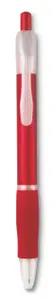 Stylo bille publicitaire grip caoutchouc - Manors | Transparent Red