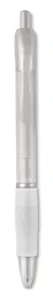 Stylo bille publicitaire grip caoutchouc - Manors | Transparent White