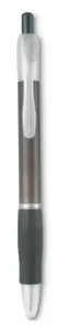 Stylo bille publicitaire grip caoutchouc - Manors | Transparent Grey
