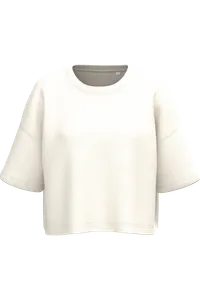 Sweat-shirt crop à manches courtes col rond femme - PROACT® | Coconut Milk