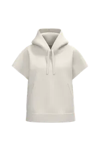 Sweat-shirt écoresponsable à capuche oversize sans manches French Terry femme - Native Spirit | Ivory