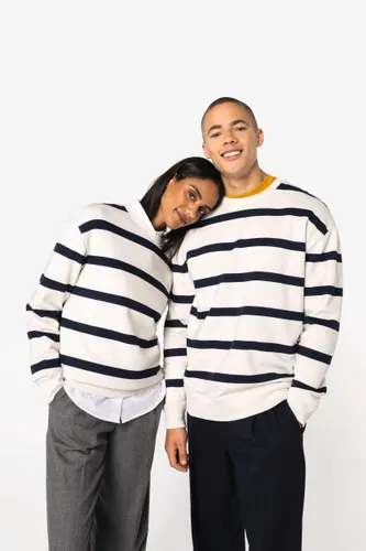 Sweat-shirt écoresponsable à col rond à rayures et épaules tombantes unisexe - Native Spirit