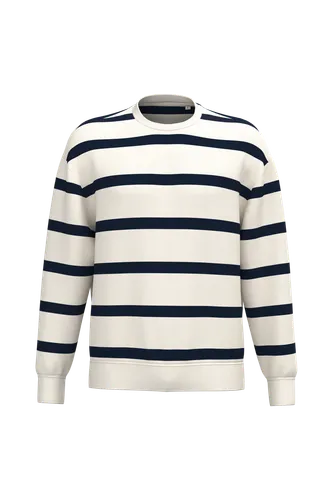 Sweat-shirt écoresponsable à col rond à rayures et épaules tombantes unisexe - Native Spirit