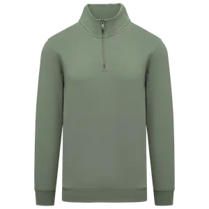 Sweat-shirt écoresponsable personnalisé à col montant zippé homme - Native Spirit | Moss Green