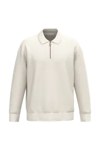 Sweat-shirt écoresponsable quart zip col polo à épaules tombantes unisexe - Native Spirit | Ivory