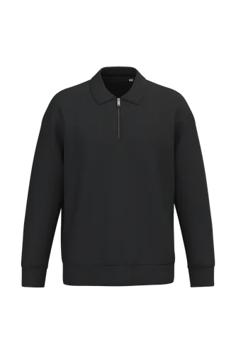 Sweat-shirt écoresponsable quart zip col polo à épaules tombantes unisexe - Native Spirit