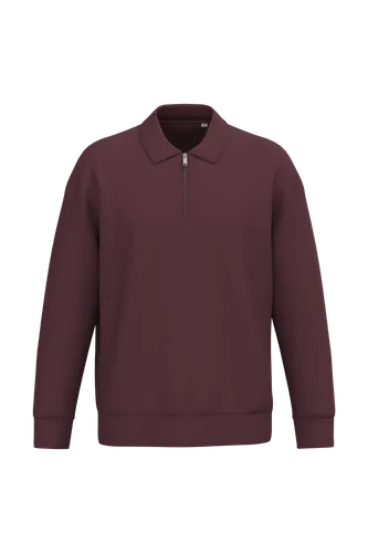 Sweat-shirt écoresponsable quart zip col polo à épaules tombantes unisexe - Native Spirit