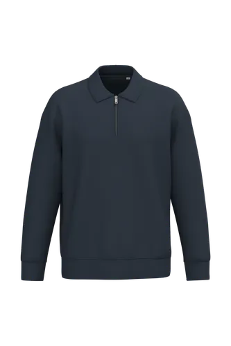 Sweat-shirt écoresponsable quart zip col polo à épaules tombantes unisexe - Native Spirit