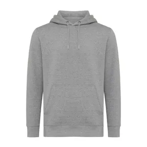 Sweater à capuche léger en coton recyclé à personnaliser Iqoniq Rila - iqoniq | Light heather anthracite