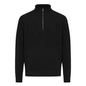 Sweater IQONIQ à col montant zippé en coton recyclé Elgon - iqoniq | Noir