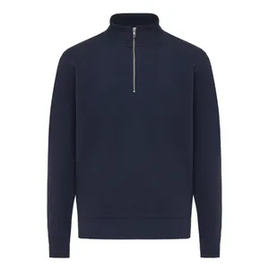 Sweater IQONIQ à col montant zippé en coton recyclé Elgon - iqoniq | Bleu marine