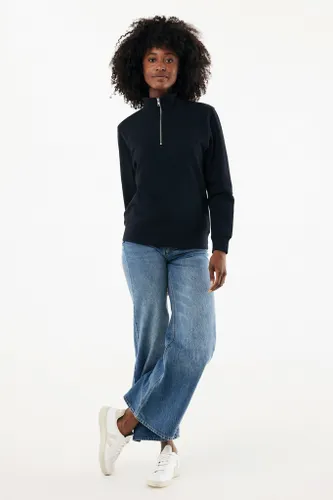 Sweater IQONIQ à col montant zippé en coton recyclé Elgon - iqoniq