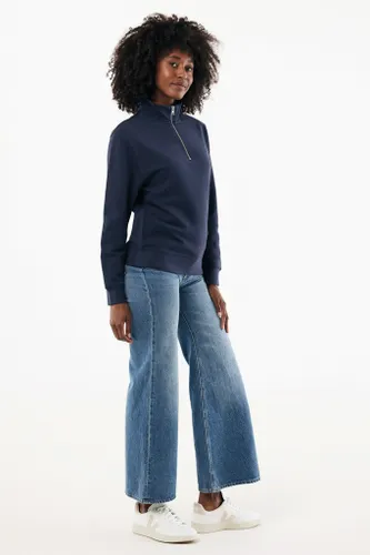 Sweater IQONIQ à col montant zippé en coton recyclé Elgon - iqoniq