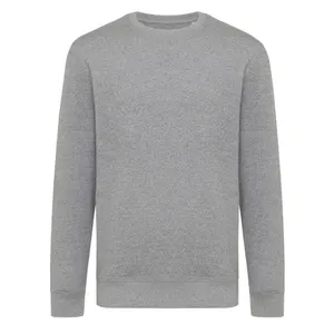 Sweater léger à col rond en coton recyclé personnalisé Iqoniq Etosha - iqoniq | Light heather anthracite