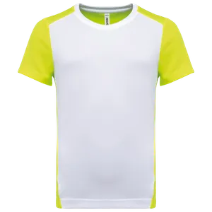 T-shirt de sport écoresponsable bicolore enfant - PROACT® | White / Fluorescent Yellow