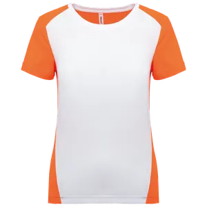 T-shirt de sport écoresponsable bicolore femme - PROACT® | White / Fluorescent Orange
