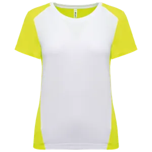 T-shirt de sport écoresponsable bicolore femme - PROACT® | White / Fluorescent Yellow