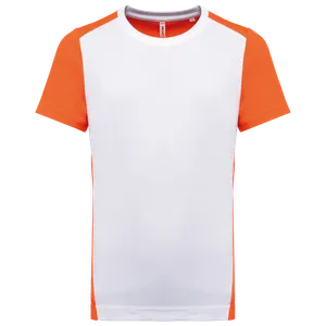 T-shirt de sport écoresponsable bicolore homme - PROACT® | White / Fluorescent Orange