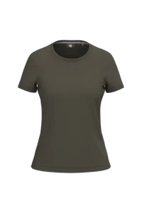 T-shirt à traitement antibactérien femme - WK. Designed To Work | Dark Khaki
