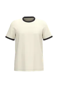 T-shirt ringer écoresponsable à bords contrastés effet délavé homme - Native Spirit | Ivory / Washed Black