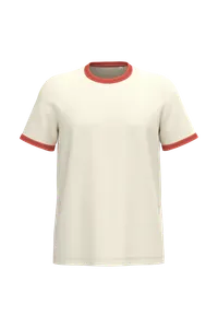 T-shirt ringer écoresponsable à bords contrastés effet délavé homme - Native Spirit | Ivory / Washed Paprika