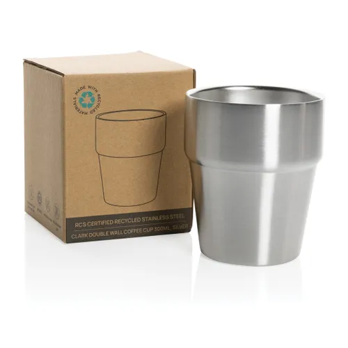 Tasse à café 300ml publicitaire à double paroi en acier RCS Clark - XD Collection