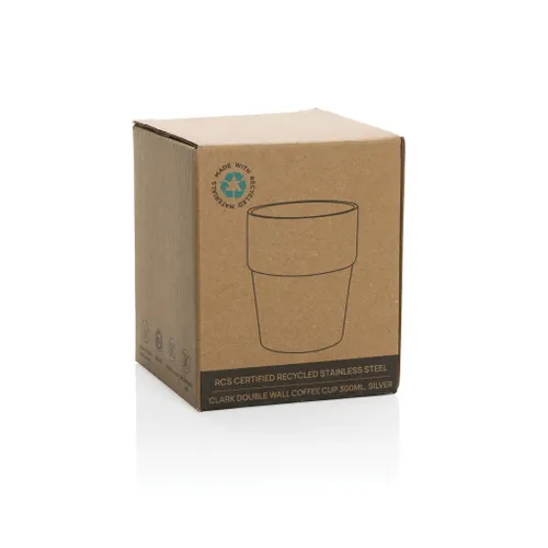 Tasse à café 300ml publicitaire à double paroi en acier RCS Clark - XD Collection