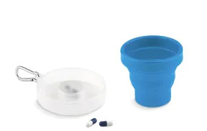 Tasse pliable avec pilulier personnalisable - Cup Pill | Blue
