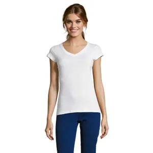 Tee-Shirt Femme Col “V” Moon personnalisé - SOL'S | Blanc
