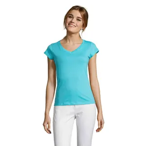 Tee-Shirt Femme Col “V” Moon personnalisé - SOL'S | Atoll Blue