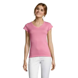 Tee-Shirt Femme Col “V” Moon personnalisé - SOL'S | Orchid Pink