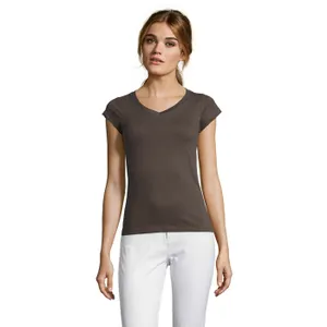 Tee-Shirt Femme Col “V” Moon personnalisé - SOL'S | Dark Grey