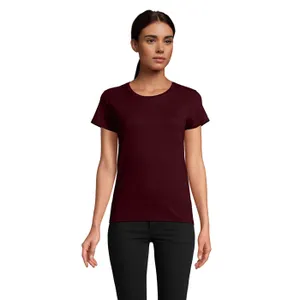Tee-Shirt Femme Jersey Col Rond Ajusté Pioneer Women à personnaliser - SOL'S | Burgundy