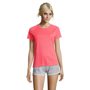 Tee-Shirt Femme Manches Raglan Sporty Personnalisé Women - SOL'S | Neon Coral