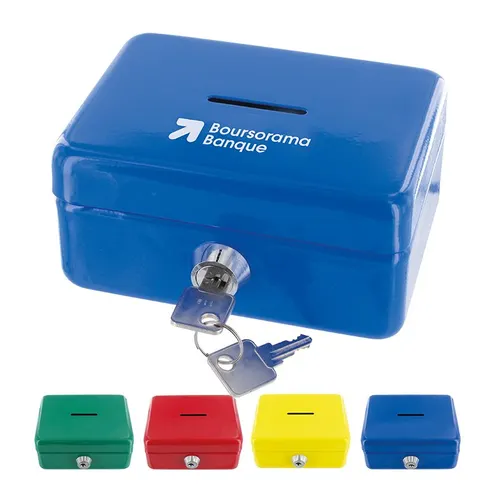 Tirelire boite metallique a cle personnalisée