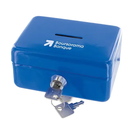 Tirelire boite metallique a cle personnalisée