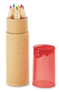 Tube de 6 crayons de couleur personnalisable - Petit Lambut | Transparent Red