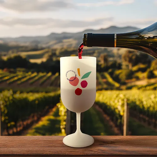 Verre à pied réutilisable en bio-composite personnalisé 18 cl ras bord