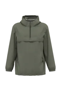 Veste coupe-vent imperméable écoresponsable quart zip unisexe - Native Spirit | Organic Khaki