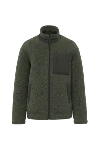 Veste écoresponsable personnalisée en sherpa unisexe - Native Spirit | Forest Khaki / Dark Forest Khaki