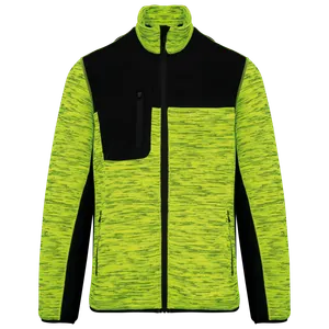 Veste recyclée en polytricot homme - WK. Designed To Work | Fluorescent Yellow Melange / Black