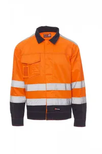 Veste satin fustagno personnalisée - SAFE HI-VI WINTER | Orange fluo / Bleu mar